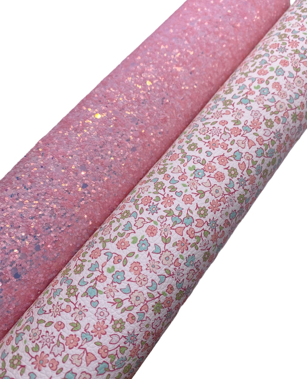 Pink and Blue Floral Leatherette