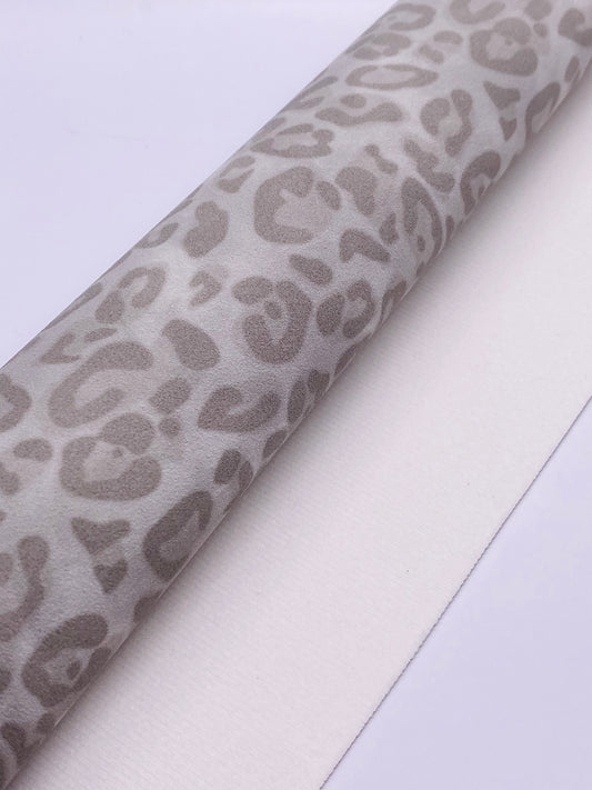 Grey Leopard Suede