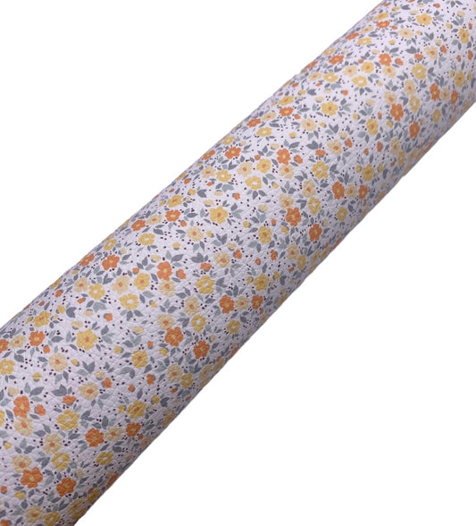 Yellow Orange Ditsy Leatherette