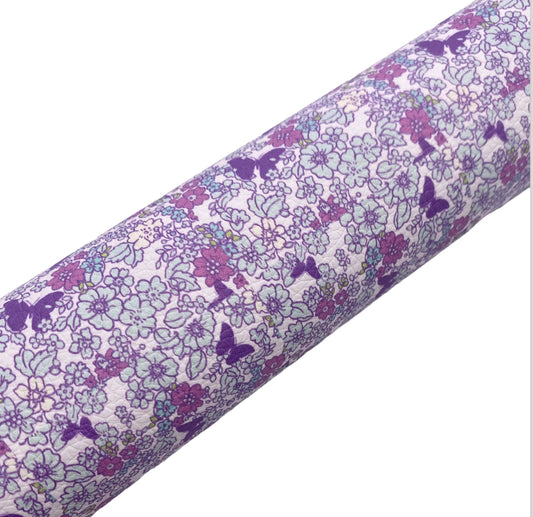 Purple Field and Butterflies Leatherette