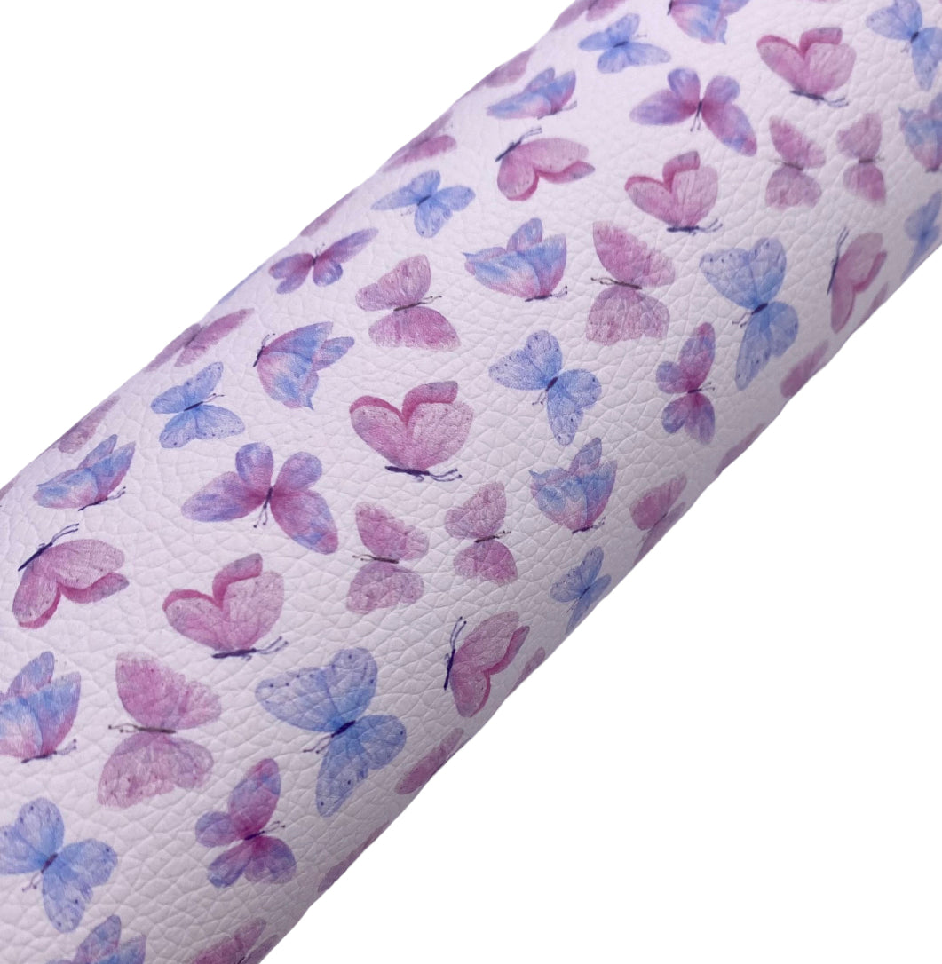 Pink Purple Blue Butterflies Leatherette