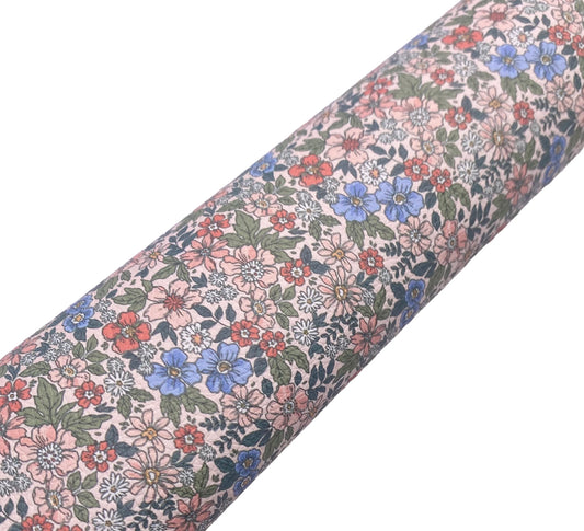 Peach and Blue Floral Leatherette